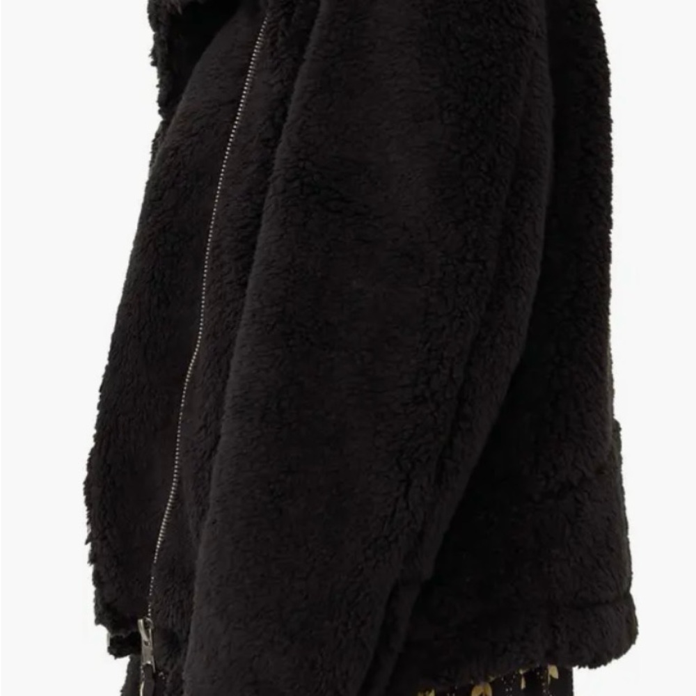 Free People So Cozy slouchy moto black fleece teddy jacket size Small - Picture 3 of 13